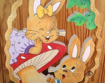 Wooden Easter egg table decoration.