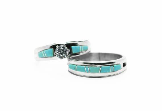 Turquoise Bridal Ring Set