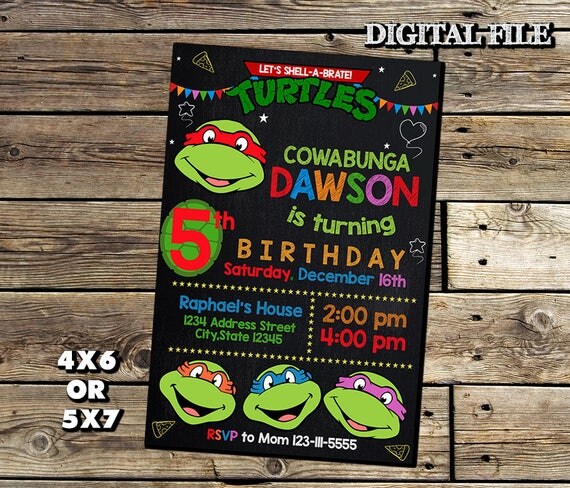 Ninja Turtle InvitationTMNT Birthday InvitationNinja Turtle