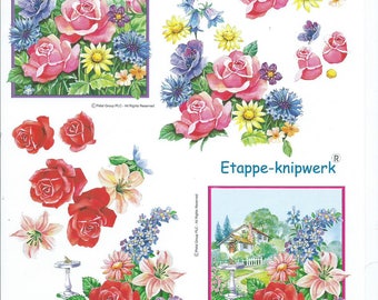 paper cut card 3D pink flowers 2