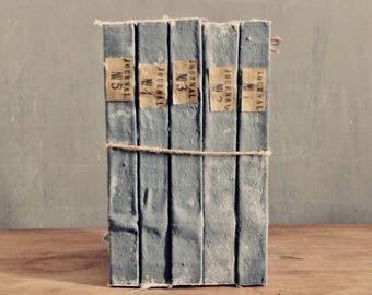Antique linen journals set of 5