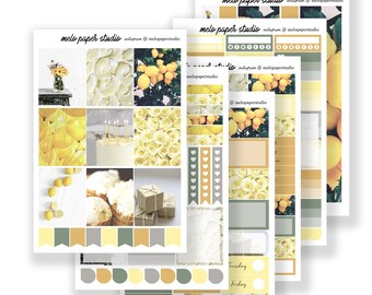 Lemons and Frosting / Planner Sticker Kit / Erin Condren / Photography / Birthday Cake Presents Candles Ice Cream Dessert Balloons Yellow