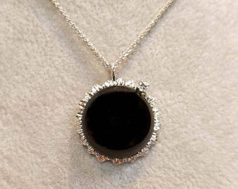 Solar Eclipse Pendant 2017 14k Gold - Large with a Diamond