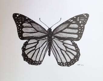 Butterfly drawing | Etsy