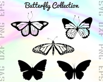 Butterfly SVG Clipart, ButterFly Dxf Files, Cut Files for Cutting Machines like Cricut or Silhouette, Svg, Dxf, Png, Eps Vector Files