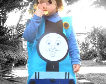 Thomas the Train Costume Halloween Thomas the Train Preschool Pretend Dress up train Costume Kids Funnel hat Railway Boots blue