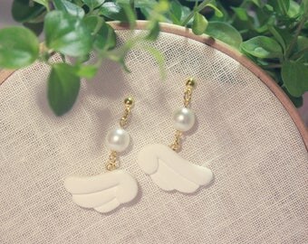White Angel Wings Earrings