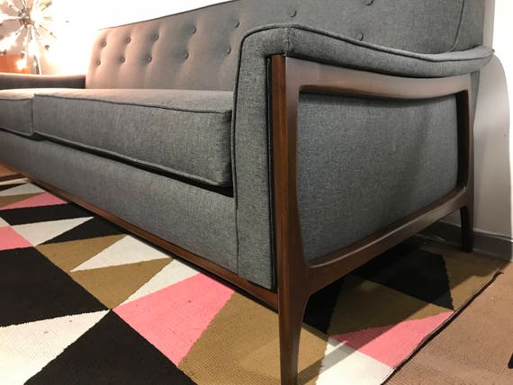 Mid Century Wood Frame Sofa