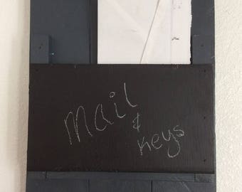 Mail Holder With Chalkboard & Hooks