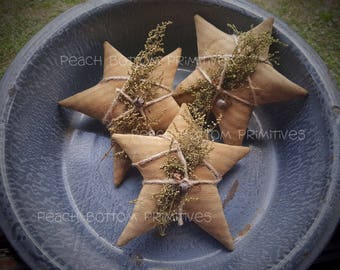 Primitive Tan Stripe Ticking Stars~Bowl Fillers Home Decor