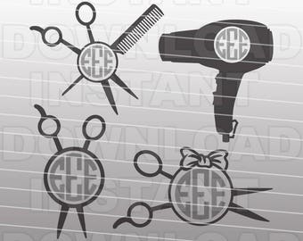 Hairdresser SVG File,Cosmetology SVG,Monogram Cutting Template-Vector Clip Art for Commercial & Personal Use-Cricut,Cameo,Vinyl,Silhouette