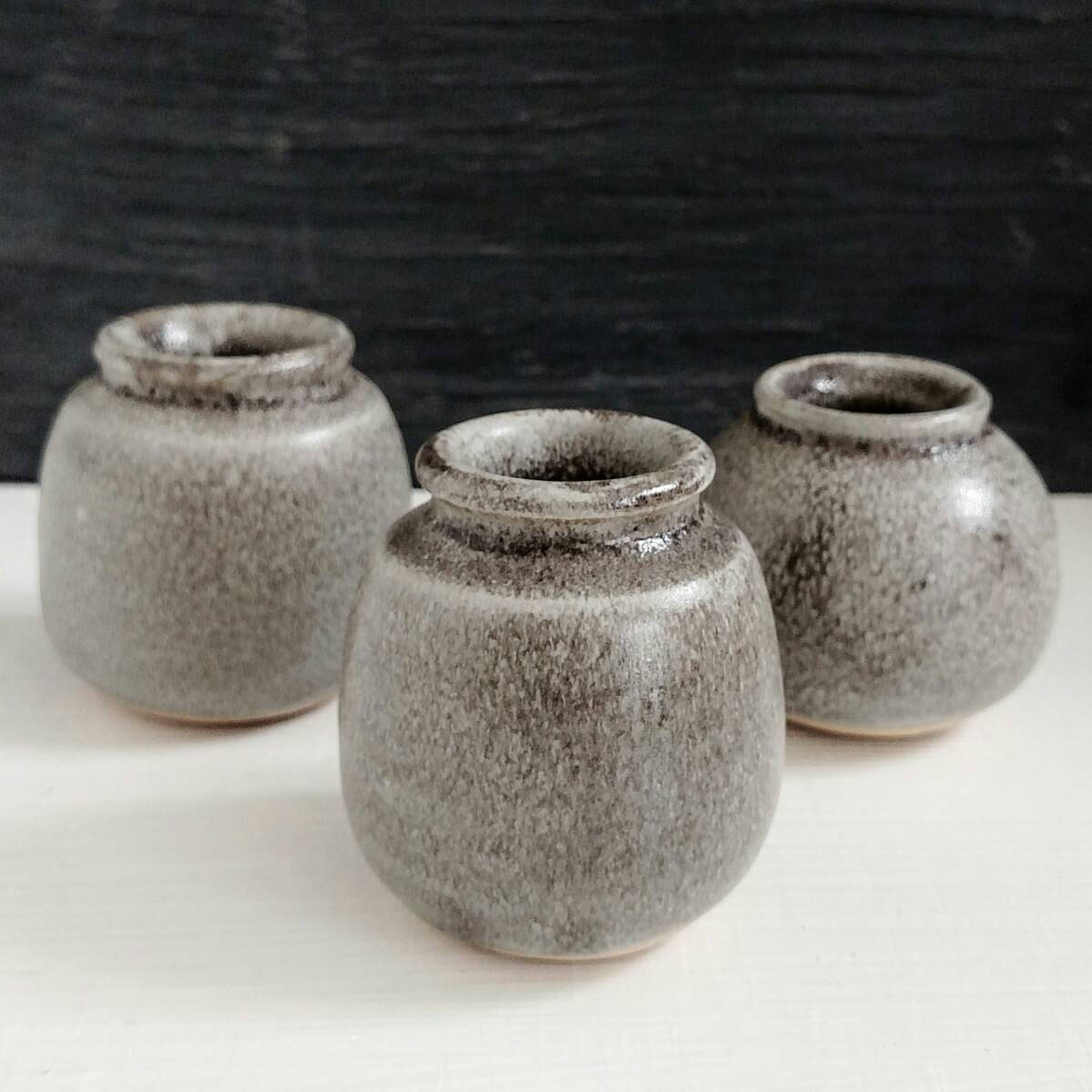 3 little rustic pottery vases perfect for your windowsill