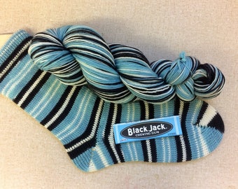 hand dyed self striping sock yarn - "Black Jack Gum"