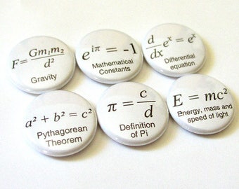 Math Teacher gift Formulas arithmetic refrigerator MAGNETS Nerd Science Pi day Equations Geekery button pins back to school party favors