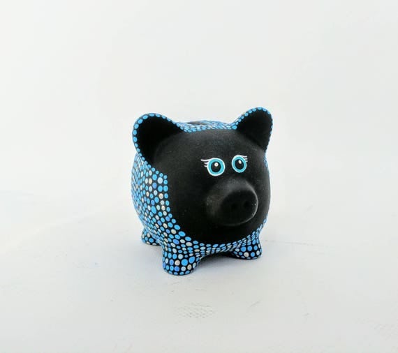 Blues Piggy Bank: Hand painted Piggy Dot painting