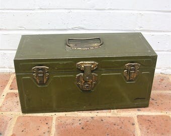 Vintage Metal Tool Box Vintage Metal Tackle Box Vintage Industrial Box Storage Box
