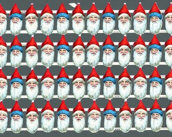 Vintage Scrap Belsnickle Santa Heads PZB Germany #1079 Sheet of 48 Pieces 1 3/4" 21055