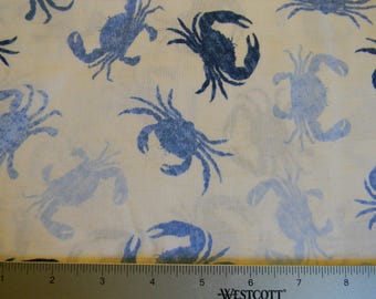 Crabs in Blue Cotton Fabric by Timeless Treasures