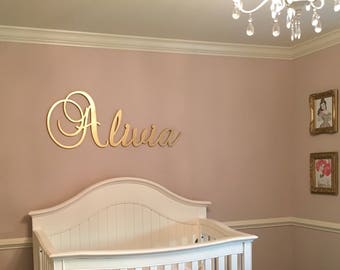 Gold Nursery Name Sign Baby & Kids Nursery Decor Wall