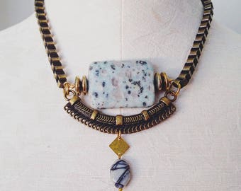 Jasper mint green necklace, statement necklace, stone necklace
