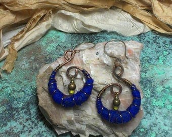 Recycled Sari Silk Wrapped Earrings