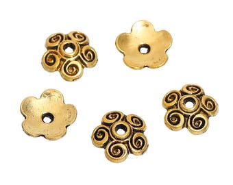 BULK - Bead Cap - Antiqued Gold - 100 pieces - #SBC138B
