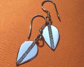 Lotus Petal Sterling Silver Drop Earrings- Minimalist- Yoga Earrings- Yoga Jewelry