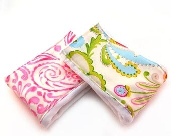 SALE Girl Burp Cloths - Pink & Blue Flowers Diaper - set of 2 // Cotton Diaper Burp Cloths // Baby Shower Gift // New Baby Gift