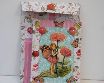 3D Dimentional Girl Fairy Pink and Orange Flower Stalk Designer Card