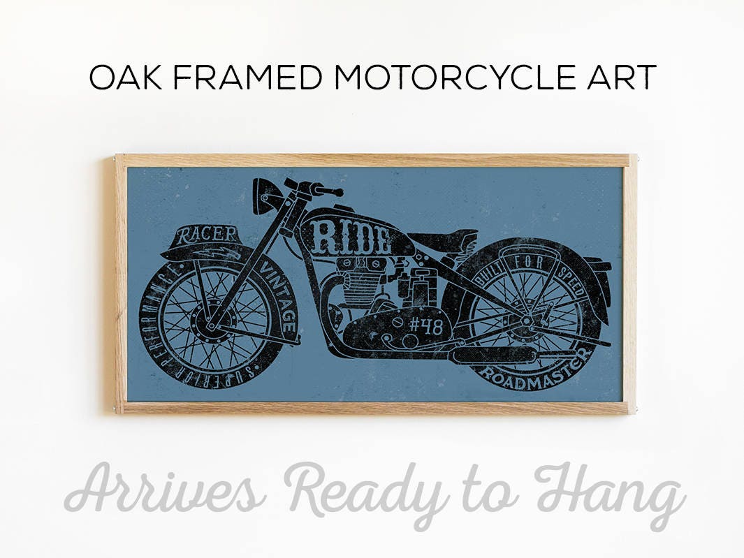 Vintage Motorcycle Art Motorcycle Wall Decor Custom