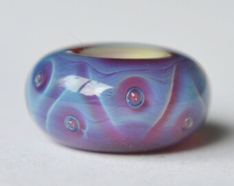 Unique Handmade Lampwork European Charm Bead with Silver Glasses - SRA - Coring Options - Fits all charm bracelets