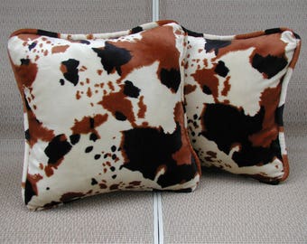 brown cow print pillows