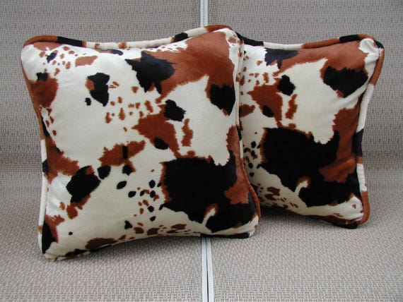 brown cow print pillows