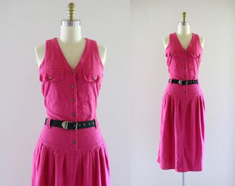 S A L E woven cotton drop waist dress / s