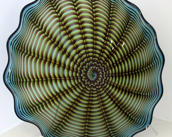 Beautiful Hand Blown Glass Art Wall Platter Bowl 7805 ONEIL