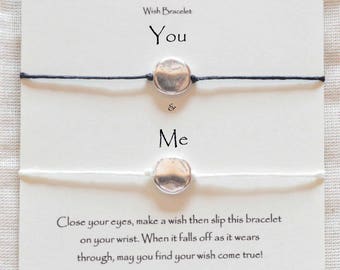 You & Me wish bracelet, ADJUSTABLE couple's wish bracelet, his hers bracelets, couple's bracelet set, couple's wish bracelets, anniversary