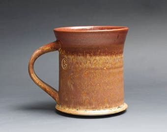 Handmade pottery coffee mug tea cup 14 oz, mottled cinnamon tea cup 4093