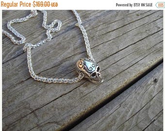 ON SALE Sugar skull necklace in sterling silver