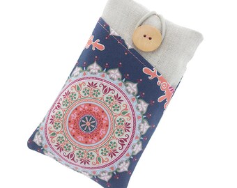 Fabric iPhone 6 Plus case, iPhone 6 case, iPhone 7 case, Galaxy S5 sleeve, S7 pouch, iPod fabric case, floral iPhone pouch, mandala