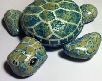 Sea Turtle Painted Rock Stones