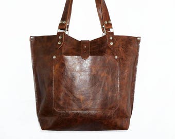 Leather handbag tote purse shoulder bag Ria size L