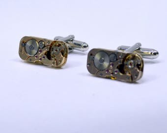 Stunning rose gold watch movement cufflinks ideal gift for a wedding, birthday or anniversary