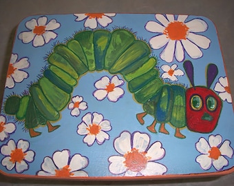The Roly Poly Green Caterpillar Child Kids Step Stool Hand Painted