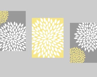 Yellow Flower Wall Art yellow gray wall art | etsy Yellow Flower Wall Art yellow gray wall art | etsy
