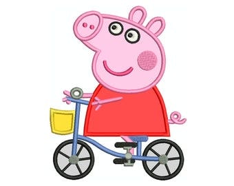 PEPPA PIG BIKE * Machine Applique Embroidery * Instant Digital Download