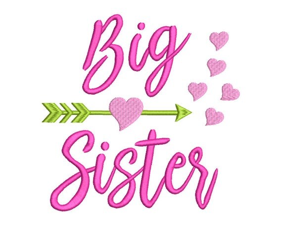 Big Sister Child Quote Saying Words Machine Embroidery