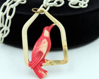 Celluloid Bird Necklace on Celluloid Chain