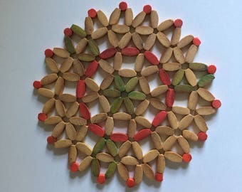 Vintage trivet, wooden trivet,wall art, wall decor, kitchen trivet, vintage kitchen decor, boho home decor, boho dining decor
