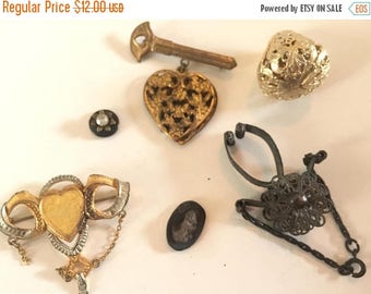 SUMMER SALE Destash Craft Lot of Vintage and Salvaged Vintage Found Objects and Grungy Jewelry Pieces for Steampunk and Assembl
