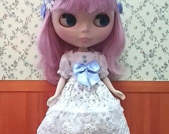 CottonCandyWorkshop Blythe Dress, blue flower lace Dress